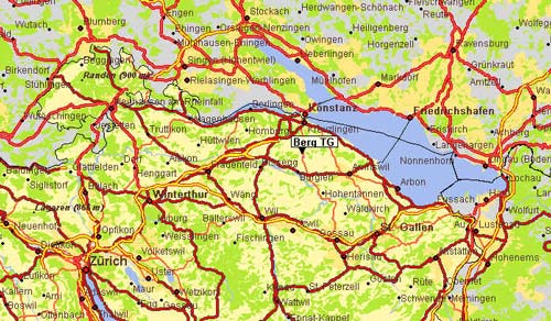 Map of North East Switzerland